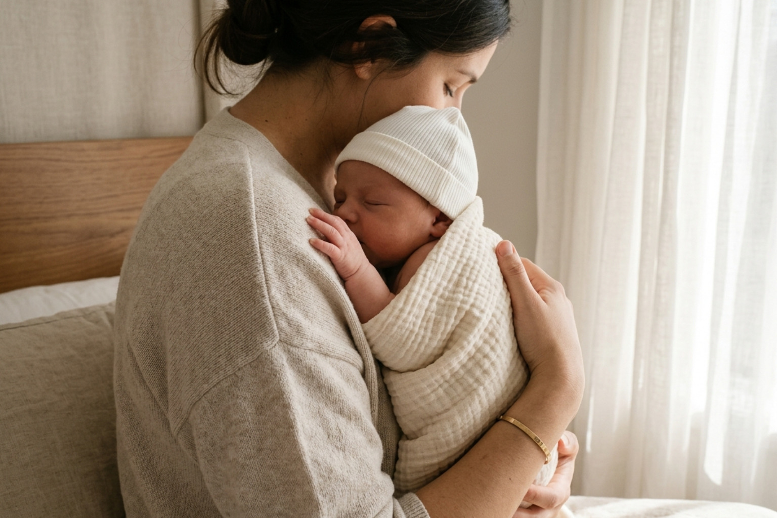 maternal mental health therapy warm mother and baby soft natural light